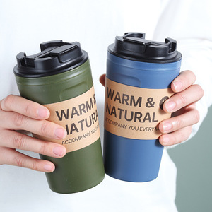 Tragbare 500ml Student Wasser becher Wieder verwendbare Sommer Kunststoff Hand benutzer definierte Logo Kaffeetasse mit Abdeckung Wärme isolierung und auslaufs icher - Product Image 3