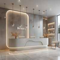Comptoir de réception en bois laqué argent design moderne de luxe pour hôtels, petites boutiques et salons de beauté