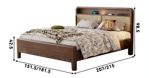 <span class=keywords><strong>Letto</strong></span> <span class=keywords><strong>matrimoniale</strong></span> tradizionale in legno massello nordico e rattan, stile Wabi-Sabi, salvaspazio e confortevole per camera padronale o guesthouse - Product Image 6