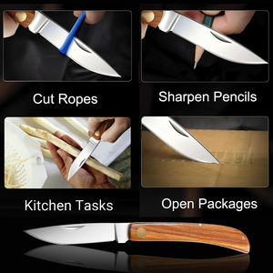 Couteau pliant avec manche en bois de rose, acier inoxydable 4CR13, pour la chasse, la cuisine, le camping, les activités de plein <span class=keywords><strong>air</strong></span>, mini couteau de poche - Product Image 5