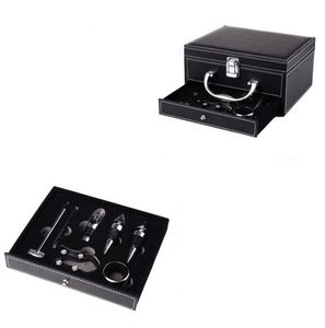 Novelty Design Double Layer Wine Bottle <b>Opener</b> Set With Leather Box - Product Image 4