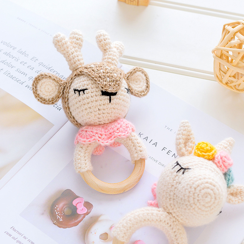 Деревянный Прорезыватель для зубов, детская погремушка для вязания крючком, упаковка материалов, кукла ручной работы, креативный подарок, детские игрушки для новорожденных