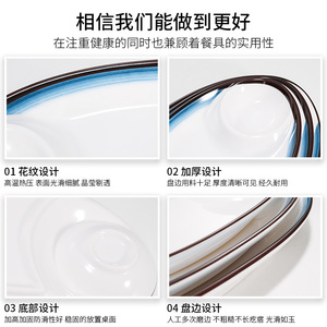 Plato ovalado de melamina de la serie Sea Blue con compartimento para salsa, ideal para dumplings y sushi, apto para lavavajillas. - Product Image 4