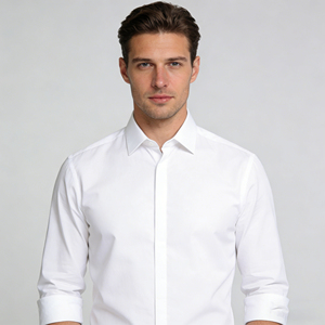 Camisas de vestir de verano con puños, fabricantes de camisas de vestir informales extragrandes blancas y negras estampadas - Product Image 1