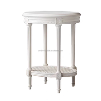 Table d'appoint en bois massif sculpté, style vintage, avec rangement en rotin, pour salon, chambre à coucher, meubles de maison
