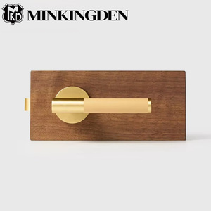 Ensemble de poignées de porte en cuir véritable de qualité supérieure, en laiton massif, avec bouton de confidentialité et serrure à mortaise à pêne dormant, norme américaine - Product Image 1