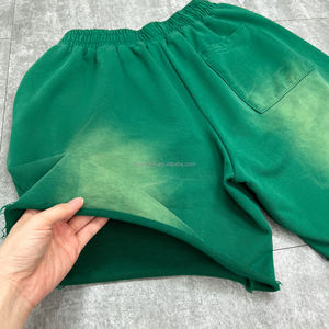 Shorts grande taille en coton de haute qualité avec bords bruts Shorts en éponge française surdimensionnés imprimés Shorts de basket-ball pour hommes lavés à l'acide - Product Image 4