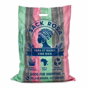 Bolsas de Compras Personalizadas de Polipropileno Tejido, Laminadas, con Diseño de Franjas Coloridas para el Mercado de Senegal, Costa de Marfil, Mali y Burkina Faso - Product Image 2