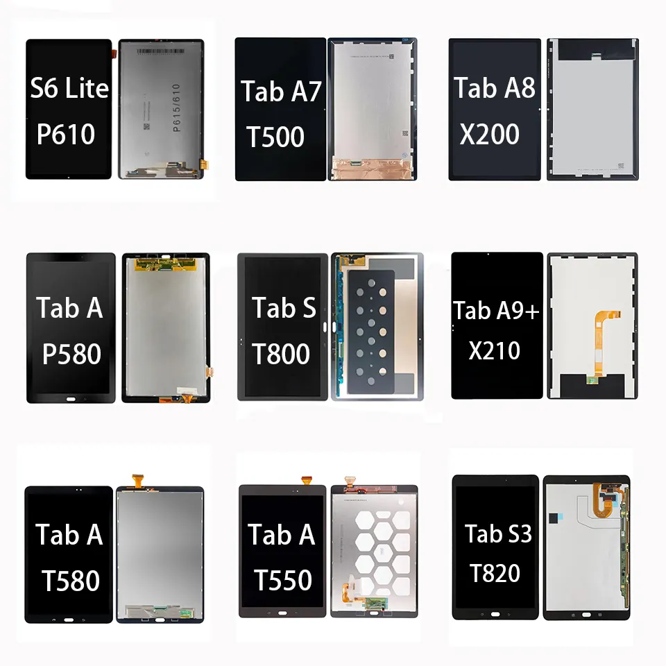 Remplacement de l'assemblage du numériseur d'écran tactile d'écran LCD pour Samsung Galaxy Tab E A A7 A8 A9 T550 T500 X200 T220 X110 X115