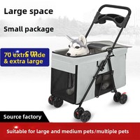 Poussette pliable multifonctionnelle pour chiens de taille moyenne/grande - Chariot de voyage portable pour l'extérieur - Vente transfrontalière