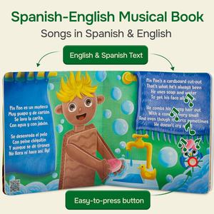 Livres bilingues espagnols pour tout-petits, <span class=keywords><strong>comptines</strong></span> en espagnol et en <span class=keywords><strong>anglais</strong></span>, livre sonore interactif pour bébé avec 6 chansons - Product Image 2