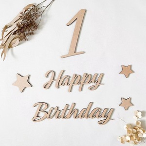 Japanese-style wooden number <b>banner</b> for children's first birthday photos, decorative <b>banner</b>, wooden number sign, wall sticker. - Product Image 1