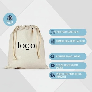 Bolsa Ecológica de Lona con Cordón y Logotipo, Bolsas de Muselina Reutilizables con Cordones para Regalos y Almacenamiento, Bolsas de Algodón 100% Natural - Product Image 2