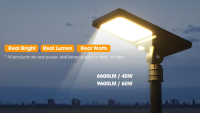 Lampe solaire de rue hybride professionnelle tout-en-un IP65 détachée 40W 66OOLM avec télécommande et détecteur de mouvement pour usage extérieur