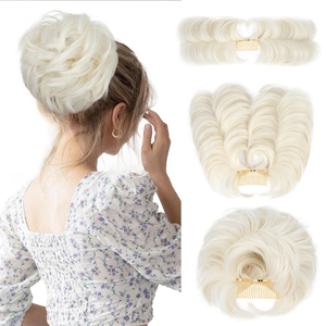 AliLeader Chignon Sintetico Biondo Corto Liscio Versatile Regolabile con Clip Laterale per <span class=keywords><strong>Donna</strong></span> - Product Image 1