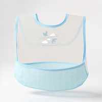Bavoir d'alimentation en silicone réglable et étanche pour bébé, bavoir jetable souple, large poche attrape-aliments, mignon pour EVA