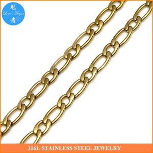 5 मिमी स्टेनलेस स्टील फिगारो 1 + 1 श्रृंखला हार सोना - Product Image 2