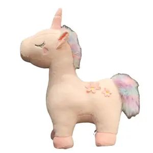 Boneka hewan unicorn, mainan anak-anak mewah dengan ekor pelangi, boneka kuda poni pelangi, lucu baru