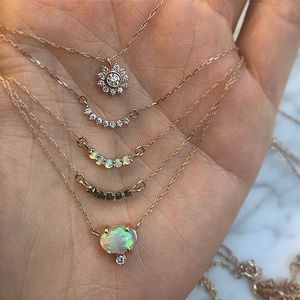 Trendy women girls accessori <span class=keywords><strong>collana</strong></span> di gioielli <span class=keywords><strong>collana</strong></span> in argento sterling 925 con zirconi bianchi in opale sintetico - Product Image 6