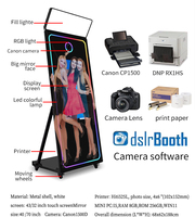 Cabina de Fotos con Espejo Mágico y Cámara en Estuche de Transporte, Pantalla Táctil de 70 y 43 Pulgadas para Fiestas y Bodas, Impresora, Marco LED