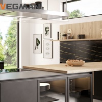 Table d'îlot de cuisine moderne personnalisée garde-manger modulaire Armoires de cuisine Construction en marbre/stratifié MDF Rangement prêt à assembler