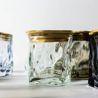 LO75 250ml Pots à miel écologiques en verre, porte-bougie unique en verre transparent irisé