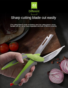 Ciseaux à laser intelligents 2 en 1, six en un, acier inoxydable de qualité industrielle, outils de cuisine multifonctionnels, bord lisse vert - Product Image 3