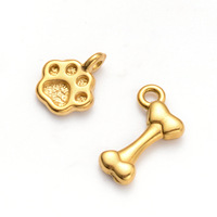 Pendentifs Mini DIY en Acier Inoxydable Plaqué Or 18K en Forme de Patte d'Animal et Os de Chien pour Colliers et Bracelets