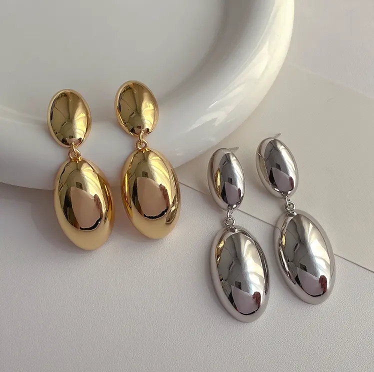 New Vintage Gold Silber Farbe Wasser tropfen Geometric Dangle Ohrringe Frauen Indian Statement Punk Ohrringe Schmuck