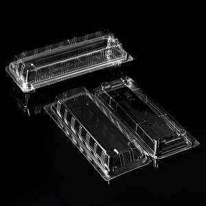 Boîtes alimentaires en <span class=keywords><strong>plastique</strong></span> recyclé en gros, contenants rectangulaires pour pâtisserie, jetables, transparents, pour pain, à emporter, emballage pour en-cas - Product Image 1