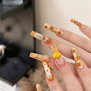 <span class=keywords><strong>Uñas</strong></span> Postizas Retro Americanas Y2K, Diseño <span class=keywords><strong>de</strong></span> Estrellas a Cuadros Azules y Rojos con Estampado <span class=keywords><strong>de</strong></span> Leopardo, <span class=keywords><strong>Uñas</strong></span> <span class=keywords><strong>Largas</strong></span> Tipo Ataúd con Pegamento - Product Image 6