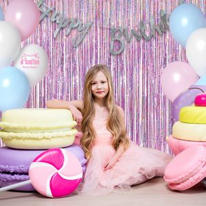 Laser <strong>Purple</strong> Square Curtain Foil Tinsel Metallic Fringe <strong>Party</strong> <strong>Decorations</strong> for Christmas and Diwali Birthday Celebrations - Product Image 5