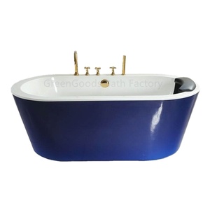 <span class=keywords><strong>Bagno</strong></span> di lusso di dimensioni personalizzate vasca da <span class=keywords><strong>bagno</strong></span> ovale autoportante da 63 pollici in acrilico blu con cuscino - Product Image 1