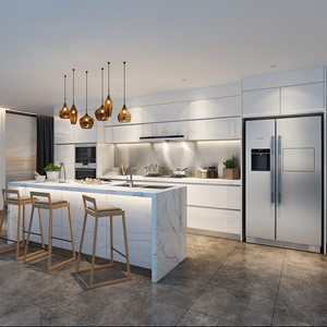 Impiallacciatura di legno da cucina set da cucina progetti di mobili con porta di legno - Product Image 4