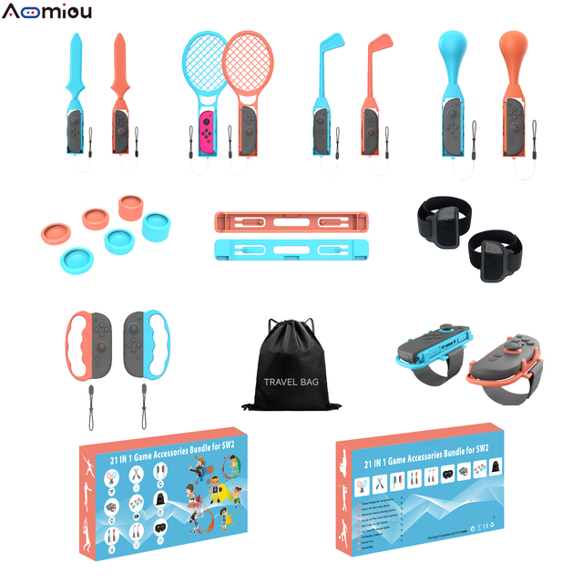 Aomiou 23 in 1 Gaming Accessories Set for Nintendo Switch 2 with Brackets Universal for Switch 2 and Switch/OLED