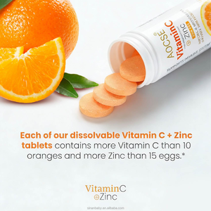 Comprimés effervescents de vitamine C soluble à formule Advancecd sous marque privée pour un soutien immunitaire puissant, suppléments de vitamine C et de zinc - Product Image 3