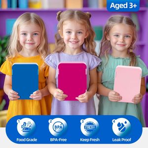 Boîte à lunch portable personnalisée pour enfants, ensemble de boîtes à lunch pour l'école, les tout-petits, en plastique, anti-fuite, boîtes à lunch bento pour enfants - Product Image 6