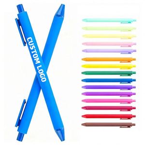 Stylos à bille en plastique multicolores, revêtement caoutchouc, vente en gros, meilleur prix, avec logo personnalisé OEM pour la papeterie - Product Image 1
