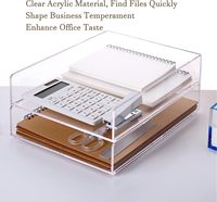 Bandeja de papel acrílico transparente, organizador de archivos de escritorio apilable, organización y accesorios de oficina, caja organizadora de carpetas de archivos acrílicos