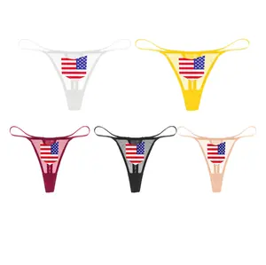 Fuyu seksi amerikan bayrağı baskı iç çamaşırı şeffaf dikişsiz tanga G String T pantolon toptan