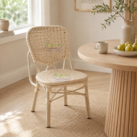 Chaise de salle à manger en rotin tressé HappyLife, dossier ouvert, chaise de café, chaise d'extérieur française