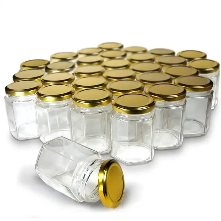 1.5 oz Clear Hexagon Jars,Small Glass Jars With Lids(black),Mason Jars For  Herbs,Foods