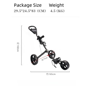 Gia Cố Có Thể Gập Lại 3 Bánh Xe Nhôm Cao Su Một Cảm Ứng Golf Đẩy Kéo Xe Đẩy <span class=keywords><strong>Caddy</strong></span> Giỏ Hàng Với Chân Phanh Cupholder - Product Image 2