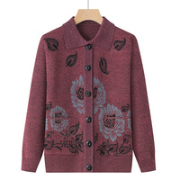 Ventes chaudes, veste en tricot jacquard pour femmes, classique pour les femmes âgées, cardigan ample pour grand-mère, cardigan en tricot pour femmes
