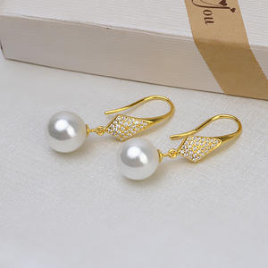 S925 Silver Ear Hook Female Trendy Earrings DIY <b>Jewelry</b> Accessories Empty <b>Tray</b> with Semi-finished Inlaid Pearl - Product Image 3