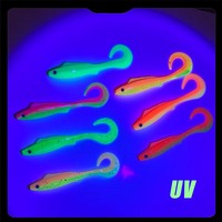 Leurre de pêche en plastique souple à queue incurvée 3D à double couleur en PVC Alpha 9,4 cm 4,1 g pour la pêche en eau salée en mer