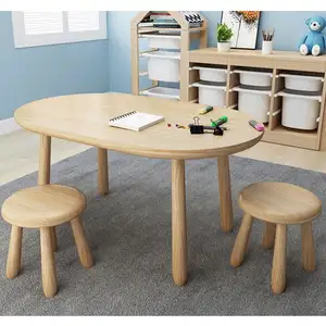 Mesa y silla de madera sólida para niños, conjunto multifuncional para guardería, Educación Temprana, mesa de aprendizaje para bebés en casa, gran oferta