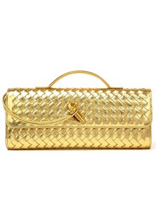 Borsa Clutch Rettangolare Designer Andiamo, Morbida e Calda, Borsa Intrecciata da Sera, Elegante Borsa a Mano Dorata - Product Image 1