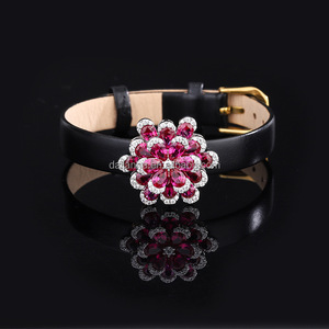 Set di Gioielli di Lusso 4 Pezzi Rosa a Forma di Pera con Grande Zircone Cubico per Donne, Costume da Festa di Dubai per Spose e Matrimoni - Product Image 3