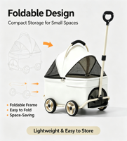 Poussette pour animaux de compagnie, petite poussette pliable en métal pour chats et chiens, idéale pour les sorties en plein air